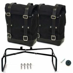 Budget 🌟 Side Cases Unit Garage Canvas R Ninet Side Bags Kit Black ⭐